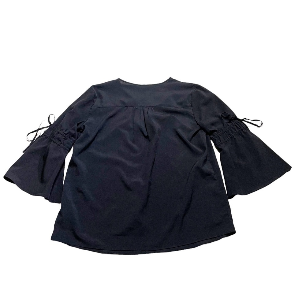 Ellen Tracey Boho Statement Sleeve Business Casual Keyhole Blouse Size Small - Picture 2 of 6
